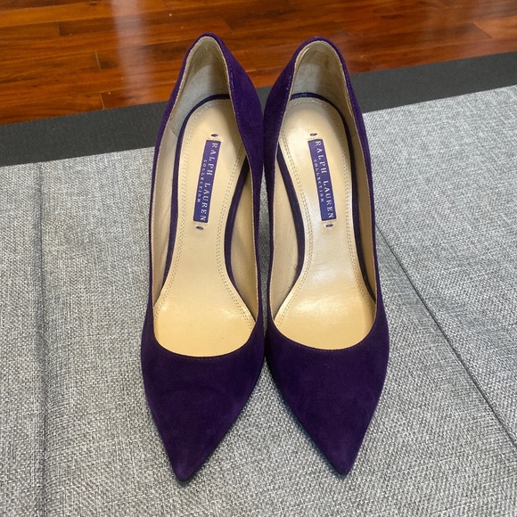 Ralph Lauren Purple Suede Heels Size 7.5 - Picture 1 of 8